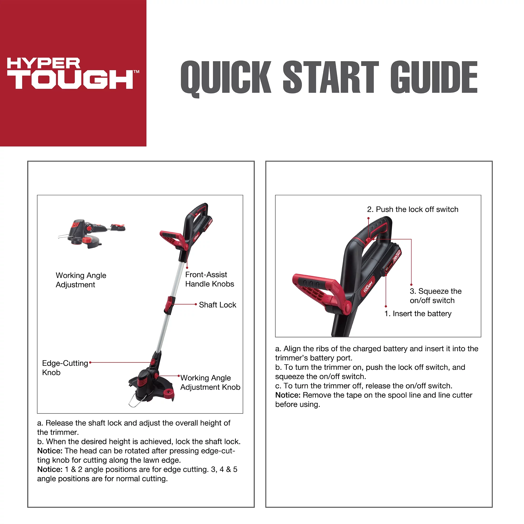 Hyper Tough 20V Max Cordless 12-inch String Trimmer, HT21-401-003-02