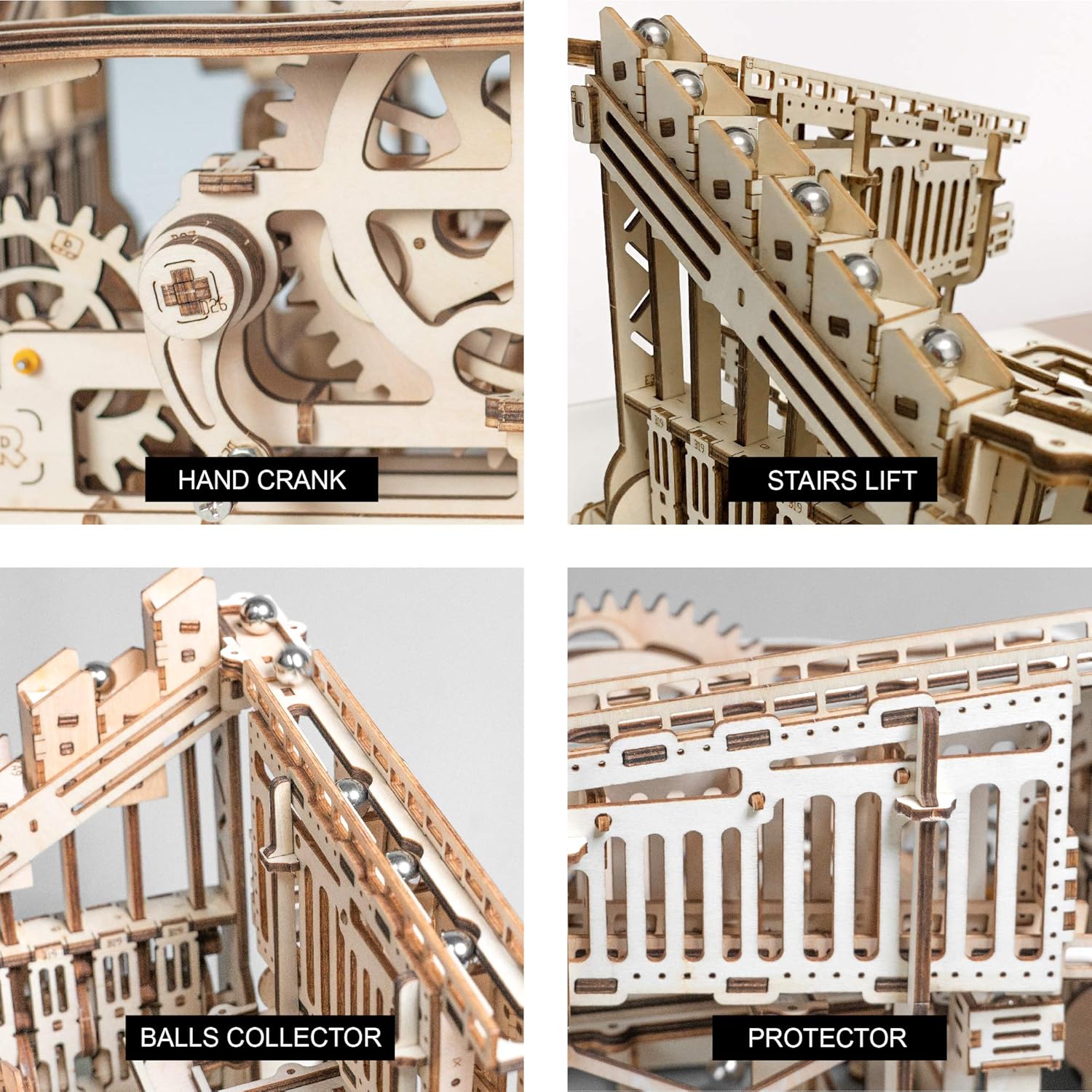 ROKR 3D Wooden Puzzle Marble Run Model Building Kits Mechanical Puzzle Toy Gifts for Adults & Teens Marble Squad Pack of 2