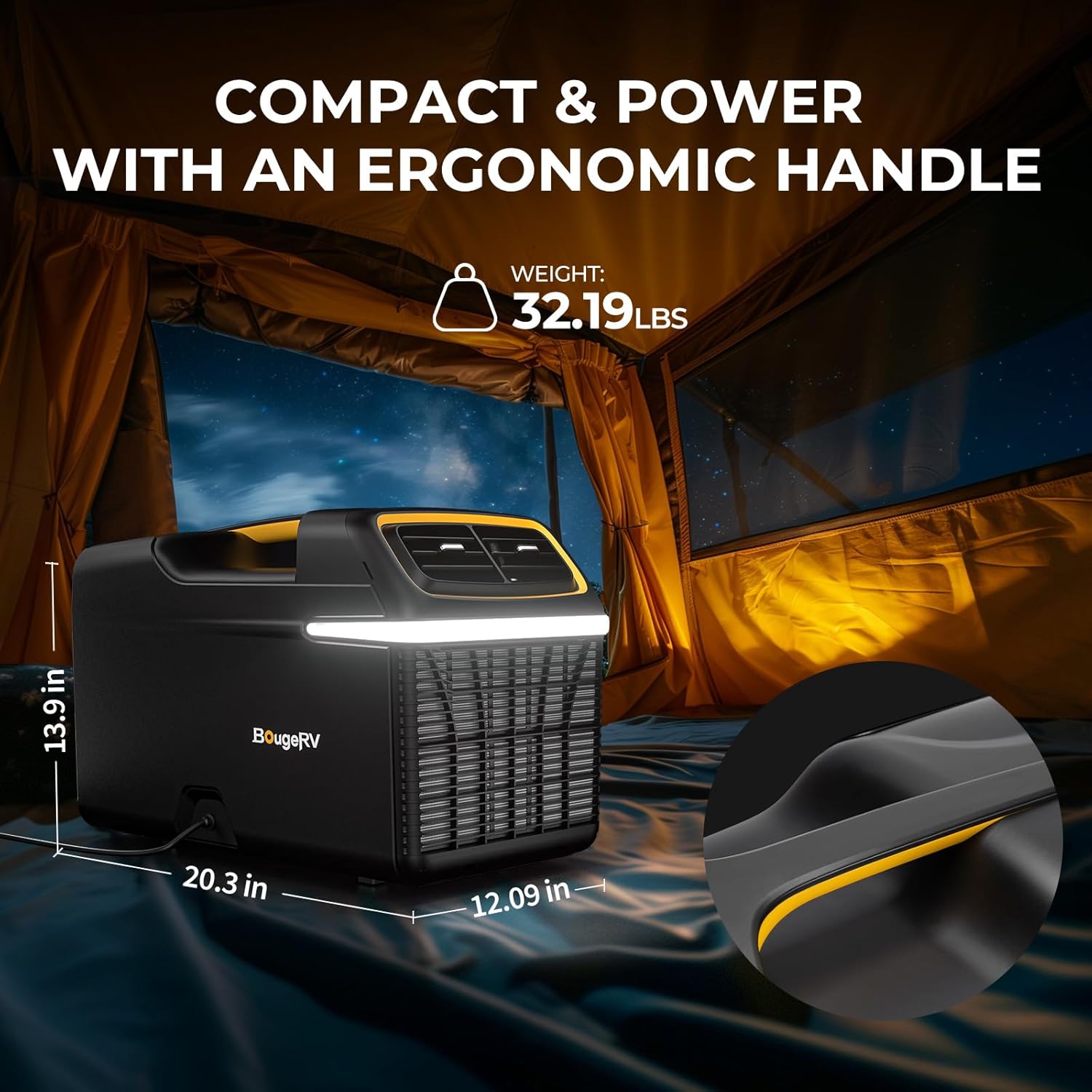 BougeRV Portable Air Conditioner, 4000BTU Tent Air Conditioner, Low Power Consumption, Camping Air Conditioner for Van Life,Tent, Outdoor