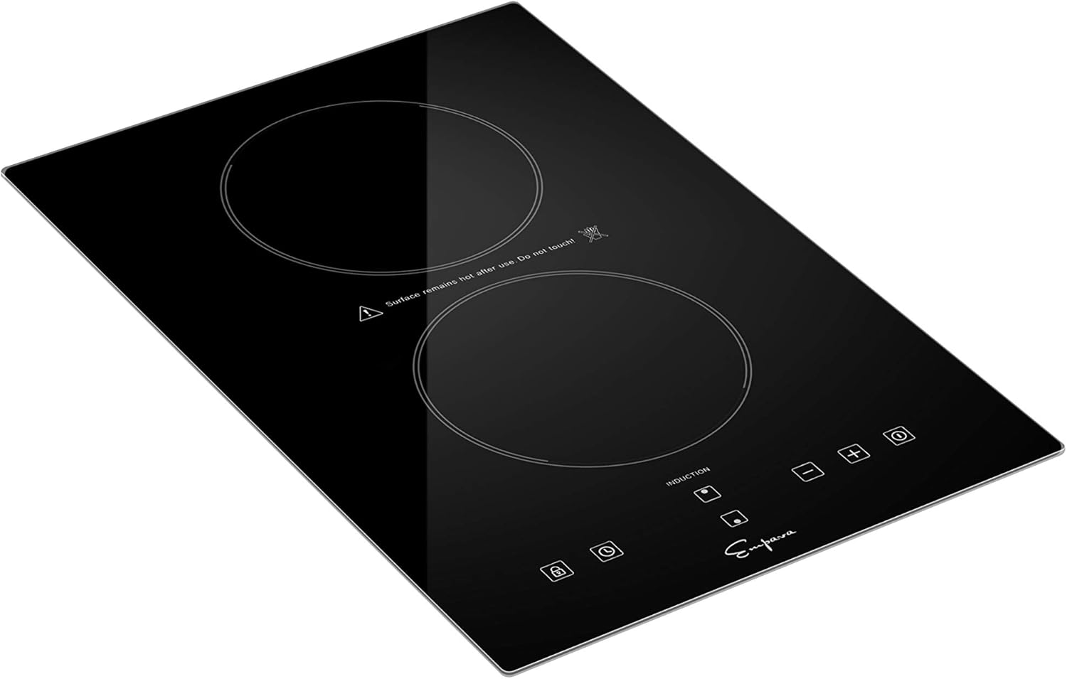 Empava 12 Inch Electric Induction Cooktop Smooth Surface with 2 Burners 120V, 12 Inch, Black