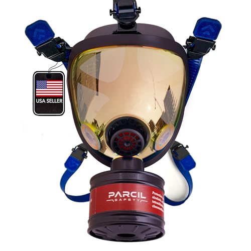 Parcil Distribution Survival & Tactical Full Face Respirator Gas Mask - Impact Resistant- 40mm Gas Filter Canister