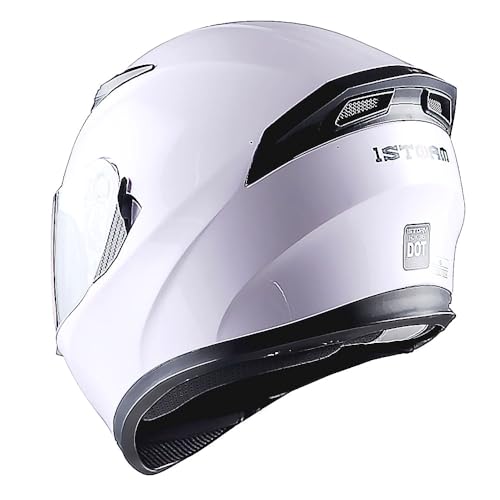 1Storm Motorcycle Full Face Dual Visor Helmet Bundle with Spoiler and Motorcycle Bluetooth Headset: HJK316 Matt Black