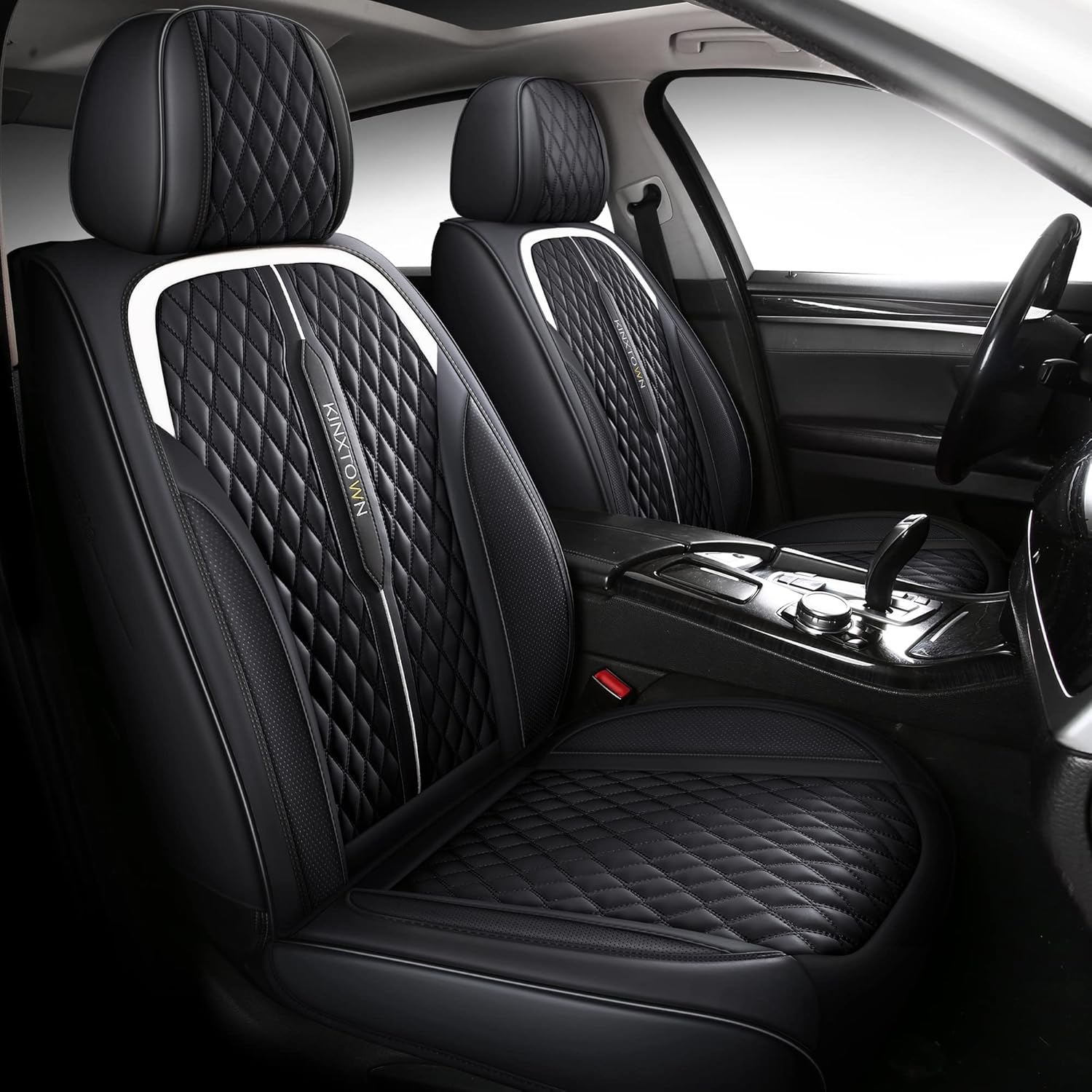 LEYJOIN Faux Leather Car Seat Covers Full Set,Leatherette Automotive Vehicle Cushion Covers for 5 Passengers, Universal Fit for Cars SUV and Trucks in Auto Interior Accessories (Black and Red)&hellip;