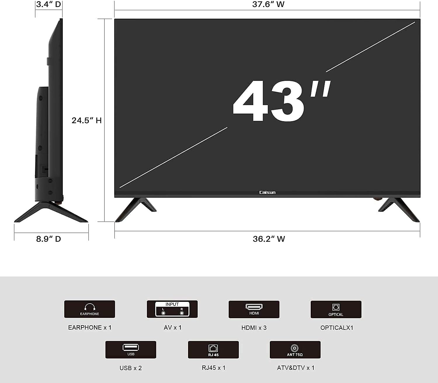Caixun EC50S1A, 50 inch 4K UHD HDR LED Smart Android TV with Google Assistant (Voice Control), Screen Share, HDMI, USB, Wi-Fi, Bluetooth(2021 Model)