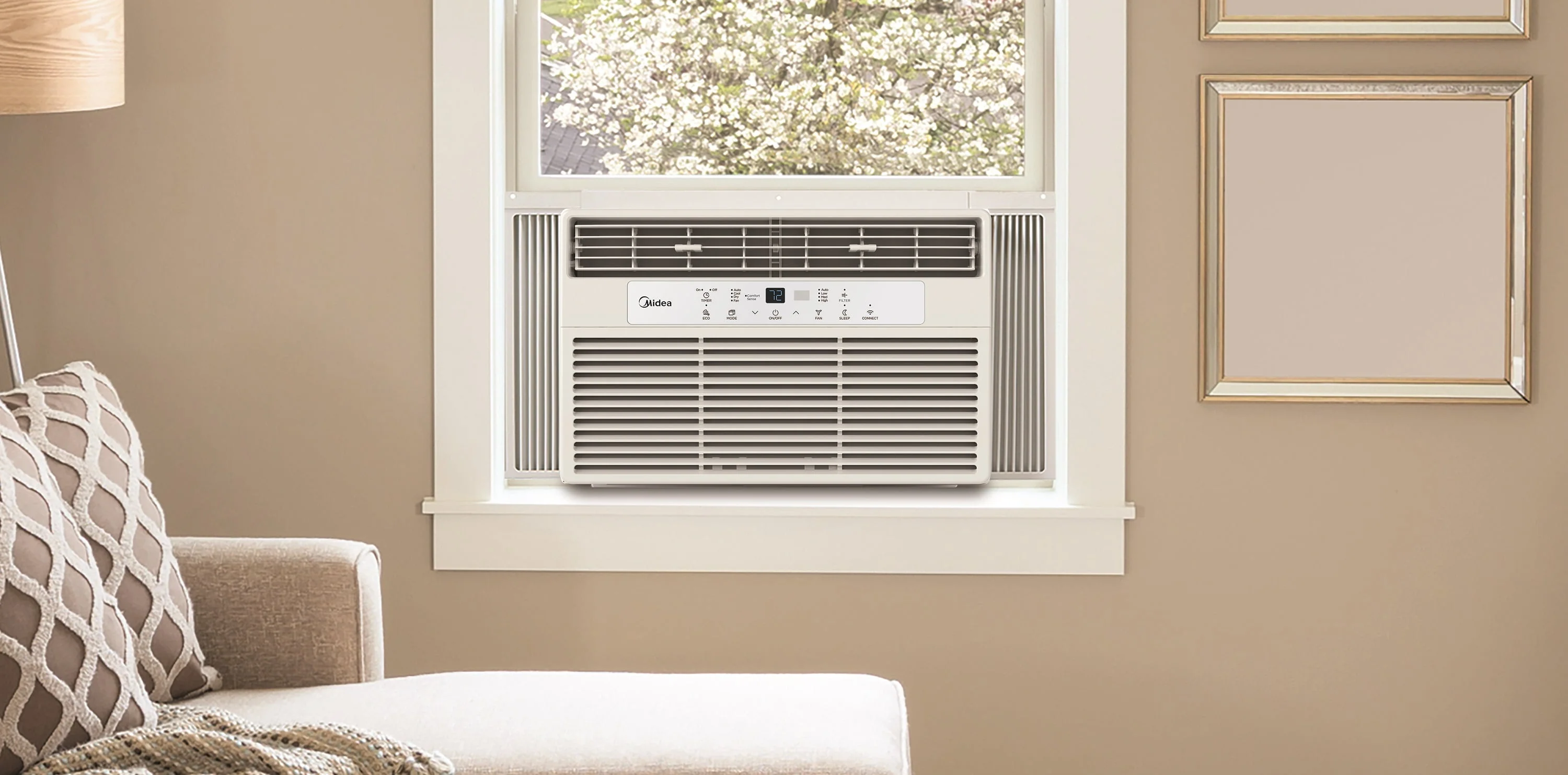 Midea 8,000 BTU 115V Smart Window Air Conditioner with Comfort Sense Remote, Covers up to 350 Sq. ft., White, MAW08S1DWWT