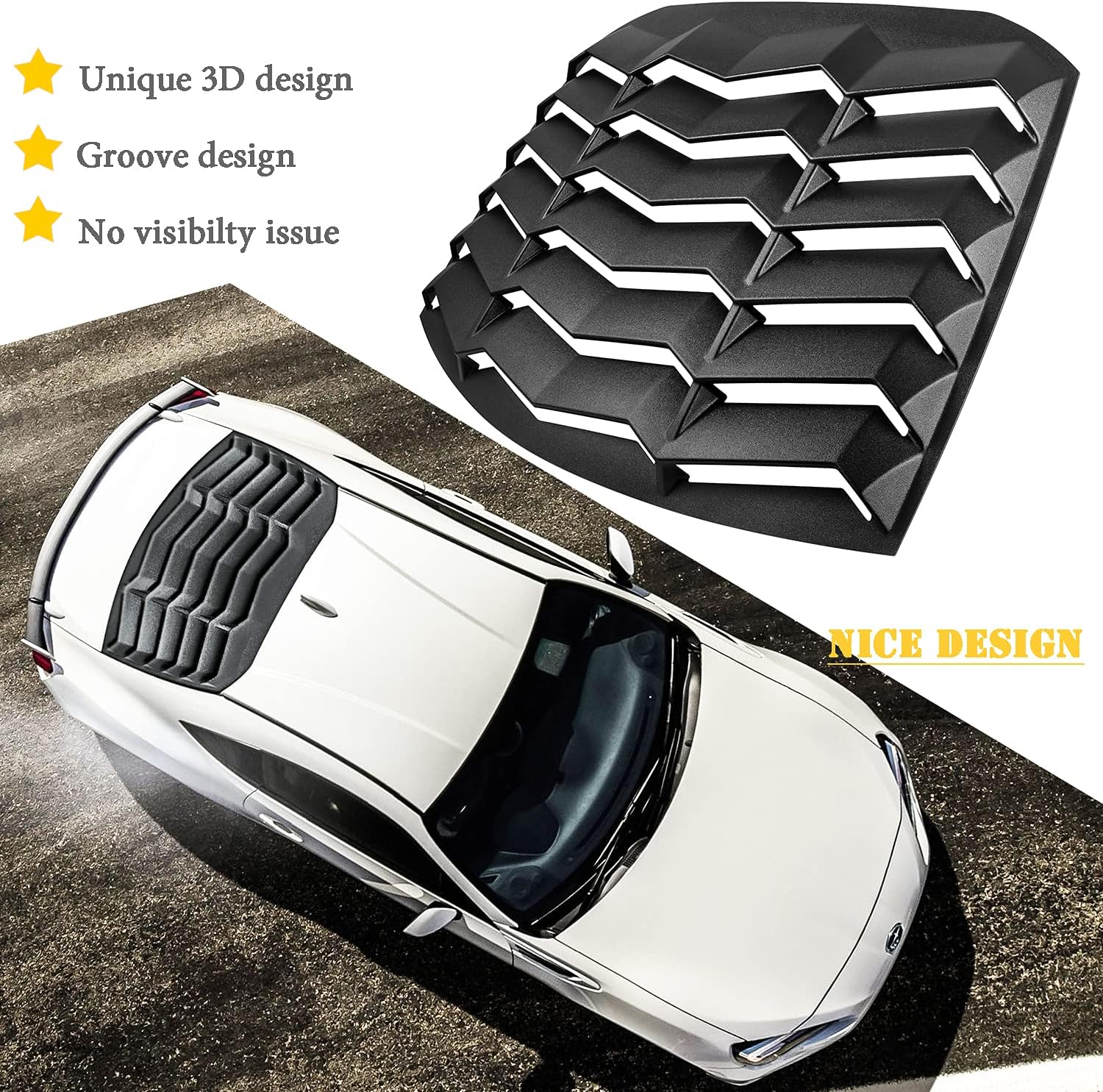 Rear Window Louver for Toyota GT86, Scion FR-S and Subaru BRZ 2013-2020 in GT Lambo Style ABS Matte Black Windshield Sunshade Cover