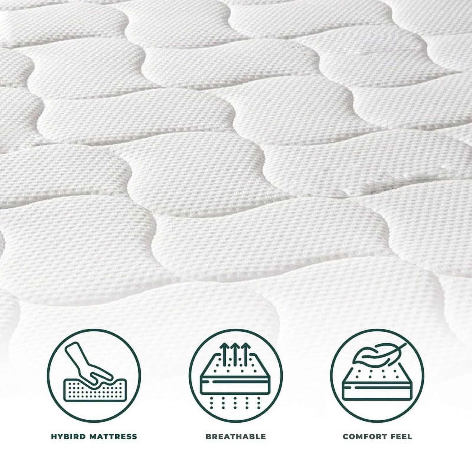Queen Mattress - 8 Inch Comfort Foam & Spring Hybrid Mattress - Tight Top - Medium Firm - Oliver & Smith