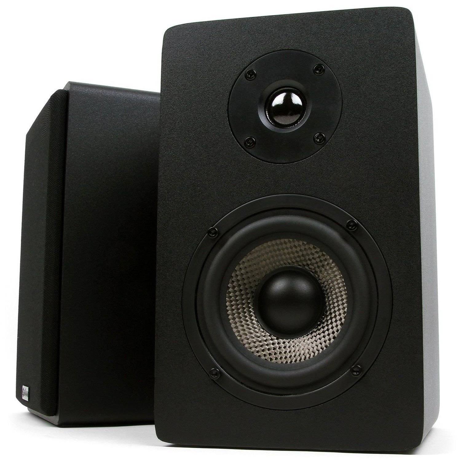 Micca Pb42x Powered Bookshelf Speakers with 4-Inch Carbon Fiber Woofer and Silk