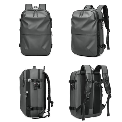 Vacpack Backpack, 60L Expandable Backpack with Vacuum Compression, Water Resistant, Anti Theft Vacpack Travel Vacuum Backpack (Black + Electric Vacuum)