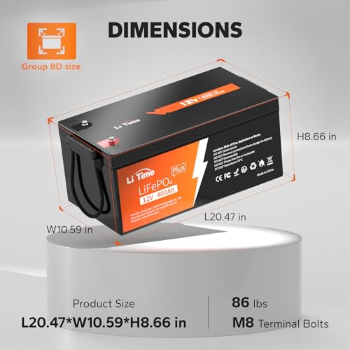 LiTime 12V 100Ah LiFePO4 Battery BCI Group 31 Lithium Battery Built-in 100A BMS, Up to 15000 Deep Cycles, Perfect for RV, Marine, Home Energy Storage