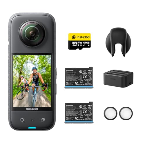 Insta360 X3 Motorcycle Kit (New Version) - Waterproof 360 Action Camera with 1/2" 48MP Sensors, 5.7K 360 Active HDR Video, 72MP 360 Photo, 4K Single-Lens, 60fps Me Mode, Stabilization