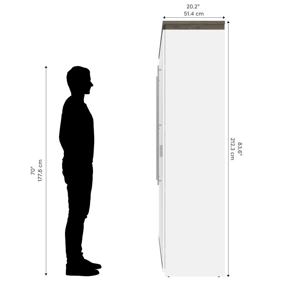 Bestar Orion 61" Full Murphy Bed in White and Walnut Gray