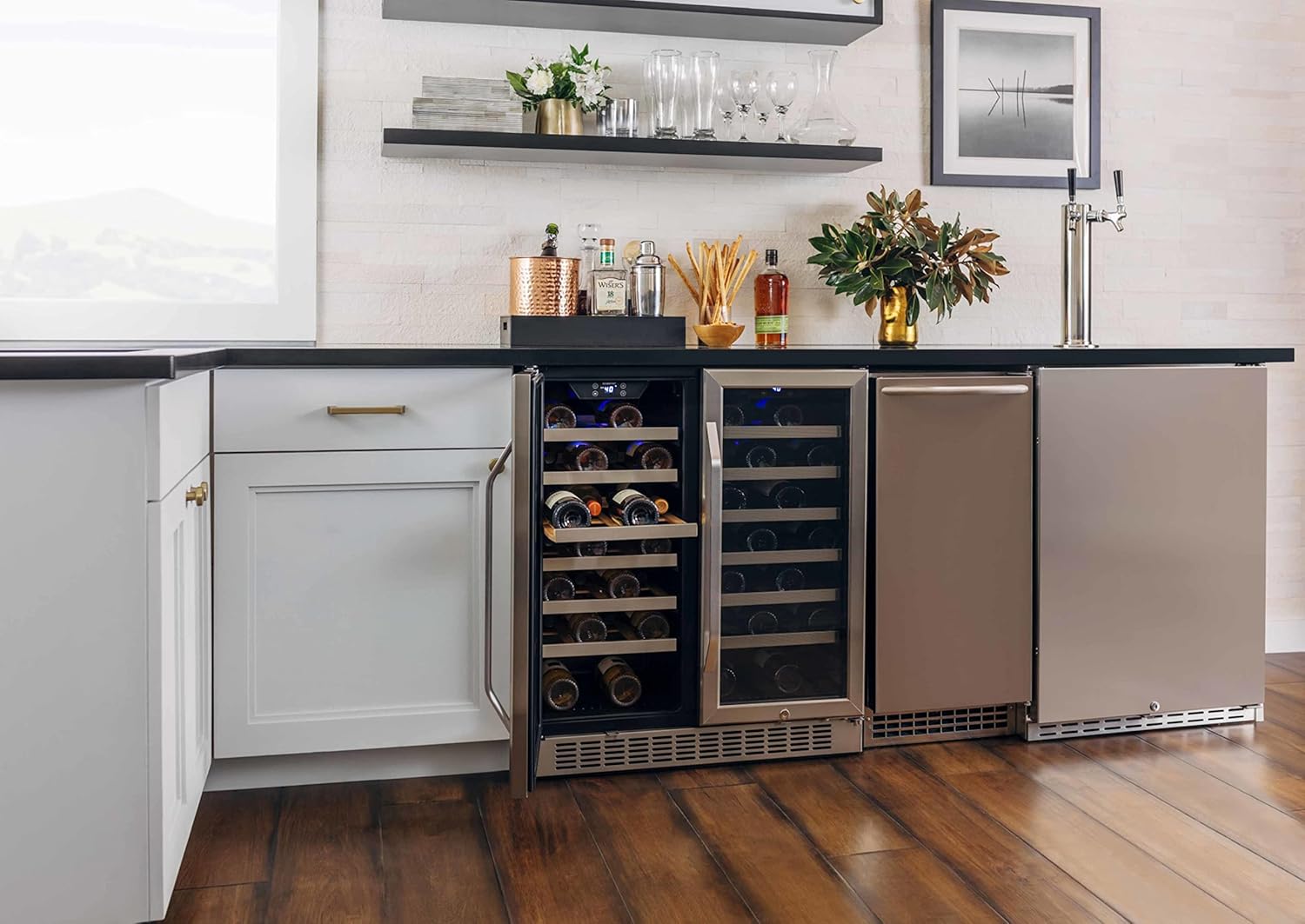 EdgeStar CWR5631FD 30-Inch 56 Bottle Built-In Dual Zone French Door Wine Cooler