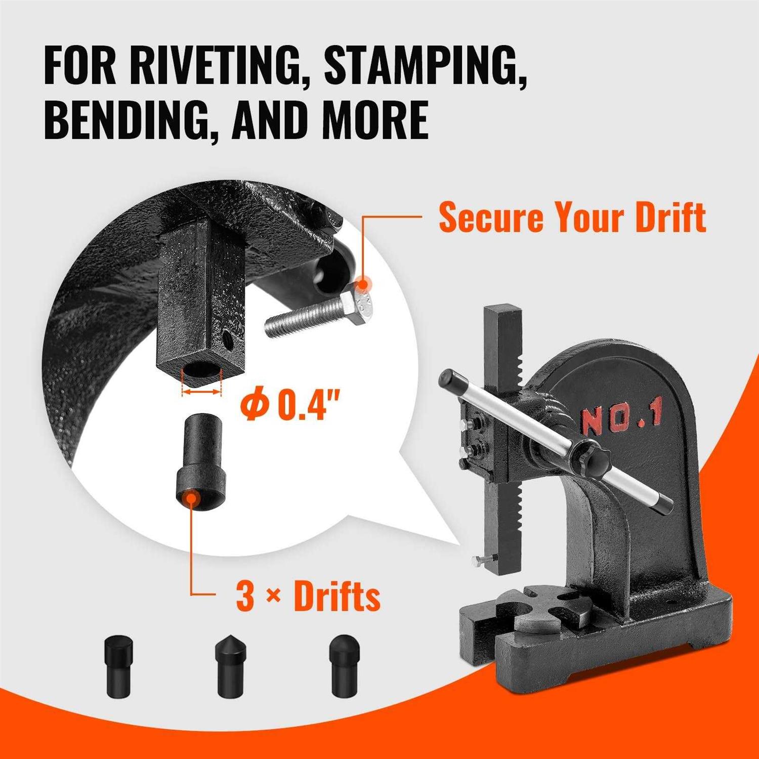 VEVOR Arbor Press 1 Ton Manual Arbor Press 5.9 Maximum Height Cast Iron Heavy-duty Manual Arbor Press - Shop Hardware Tools Online Store