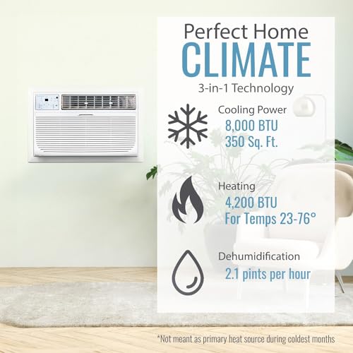 Keystone BTU 115V Wall Mounted Air Conditioner & Dehumidifier with Remote Control
