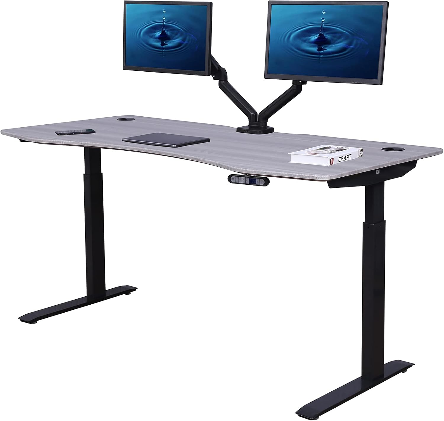 ApexDesk AX7133GRY Elite Series Electric Height Adjustable Standing Desk (71", Grey Top/Black Frame)