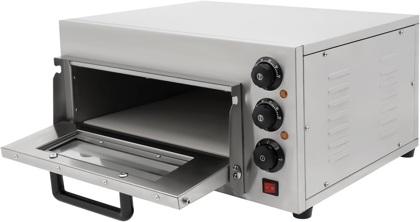 1300W Electric Pizza Oven, 16Inch Commercial Pizza Oven, Adjustable Temperature and Timer, Removable Cordierite Slate, Countertop Pizza Oven Pizza Cooker for Home Restaurant