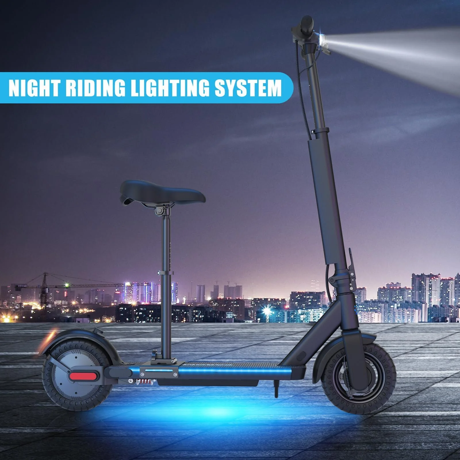 Caroma Electric Scooter for Adults, 500W Electric Scooter Up to 25 Miles & 20 MPH Foldable E Scooter Double Braking Electric Scooters for Commuter, 10 Tires Electric Scooter with Seat for Adult,Black