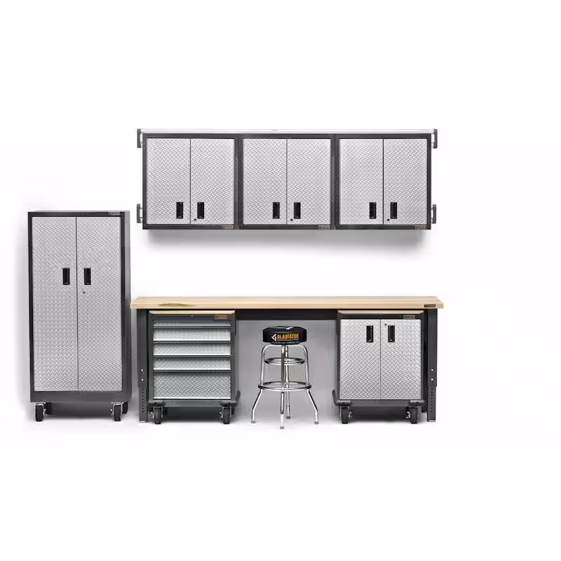 Premier Series Steel 2-Shelf Wall Mounted Garage Cabinet in Silver Tread (30 in W x 30 in H x 12 in D)