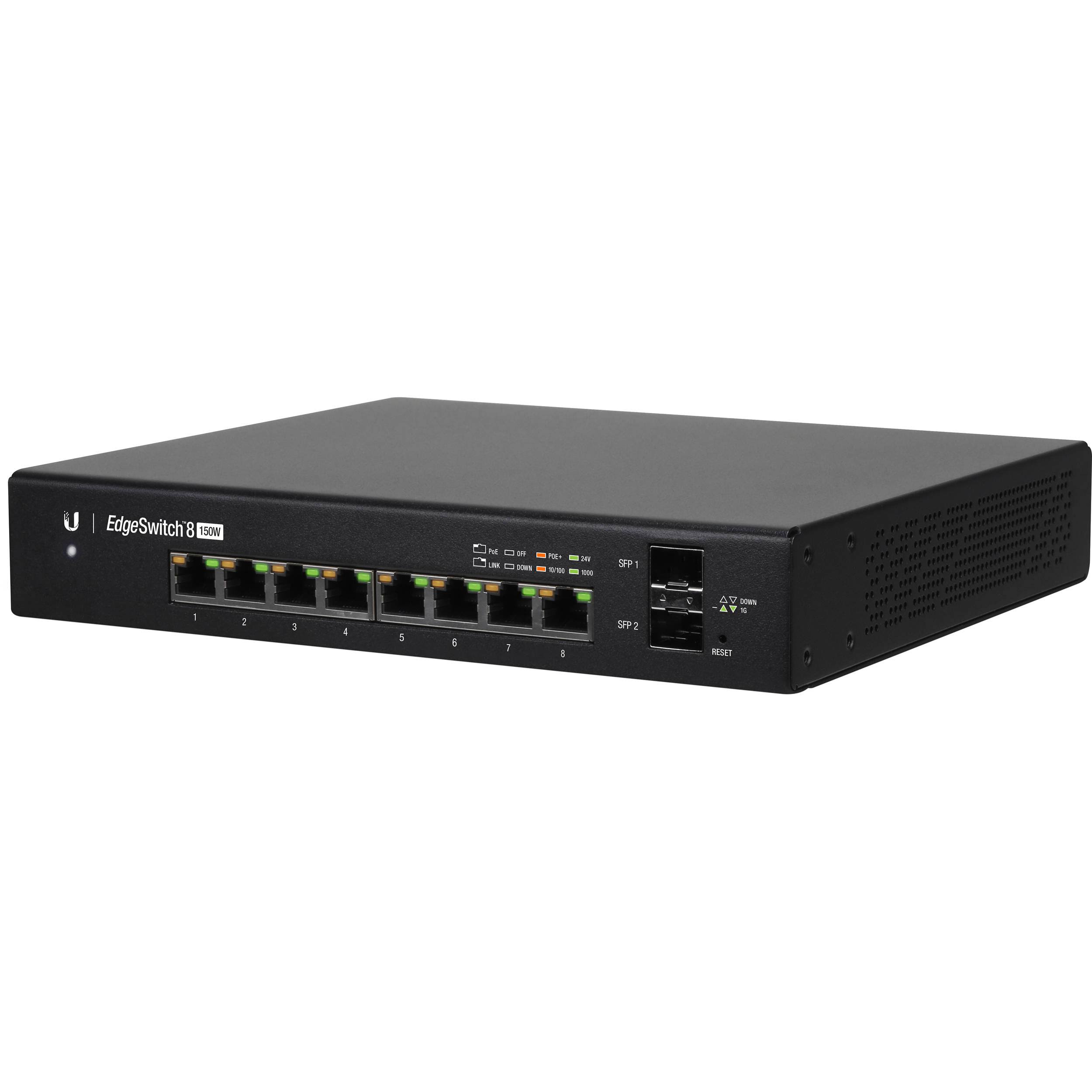 Ubiquiti EdgeSwitch 8 Managed L3 Switch - 8 PoE+ Ethernet Ports u0026 2 Gigabit SFP Ports