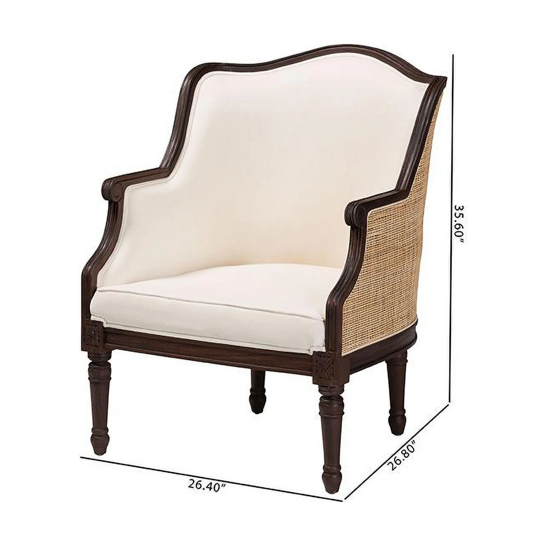 bali & pari Ornella Traditional French Beige Fabric and Dark Brown Finished Wood Accent Chair