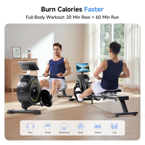 Rowing Machine for Home, 350 LB Capacity, 16-Level Silent Resistance, Magnetic Rowing Machines for Home Foldable, Full-Body Workout Compact Rowing Machine for Cardio & Strength with APP Support
