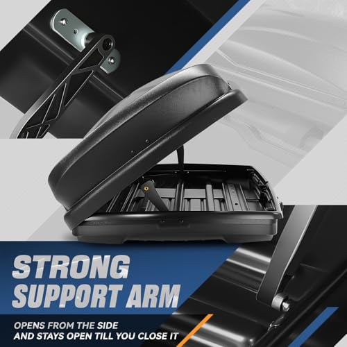 Auto Dynasty Hard Shell Roof Top Mount Car Storage Travel Luggage Box Cargo Carrier, 53 (L) x 34 (W) x 15 (H) Inches, Capacity 110 Pounds, 11 Cubic Feet (Tool-Free Install), Glossy Black Finish