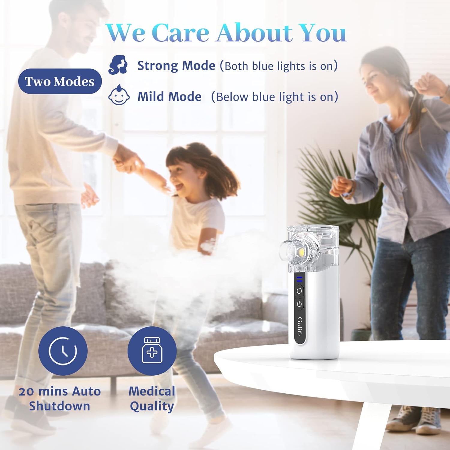 Household Nebulizer, Home Mesh Nebulizer Carbon Fiber nebulizers Portable Inhaler for Kids Adult Elderly Pack of 2