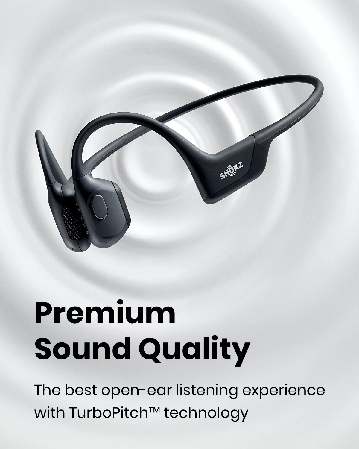 Shokz OpenRun Pro Premium Bone Conduction Open Ear Bluetooth Headphones for Sports with Cooling Wristband (Black)