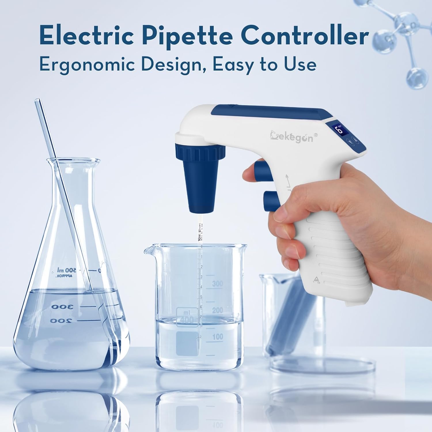Electric Pipette Controller 0.1-100ml, Digital Pipettors for Experiments, Lab, Automatic Pipette Filler with 6 Adjustable Speed