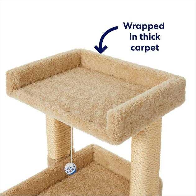 Frisco 32-in Real Carpet Wooden Cat Tree with Toy - Pet Supplies online store