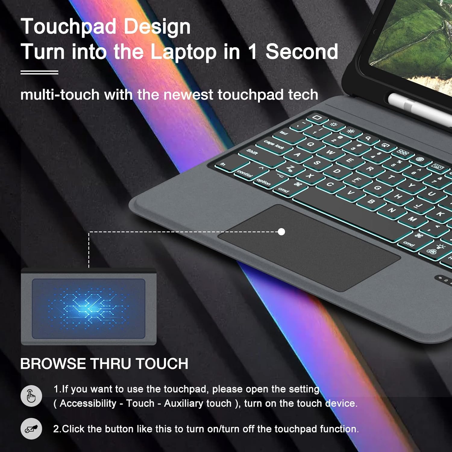 DOKYW Touch Keyboard Case with Backlit for iPad Air 4th Gen Magnetic Detachable Wireless Bluetooth Keyboard Cover Protective Folio Case for iPad Air 4 10.9 inch iPad Pro 2018/2020/2021 11 inch