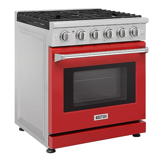 KOSTCH 30-inch Professional Freestanding Pro-Style Natural Gas Range or Liquid Propane Gas Range with 5 Burners, 4.55 cu.ft. Oven Capacity, in Stainless Steel - KOS-30RG03M