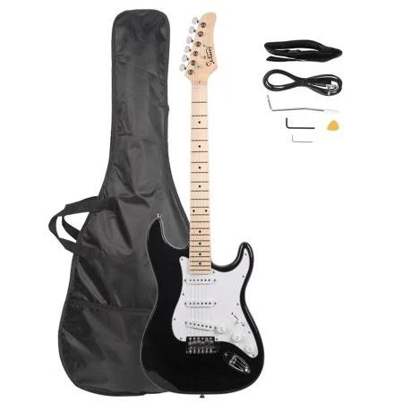 Glarry St Maple Fingerboard Electric Guitar with Case and Accessories Pack