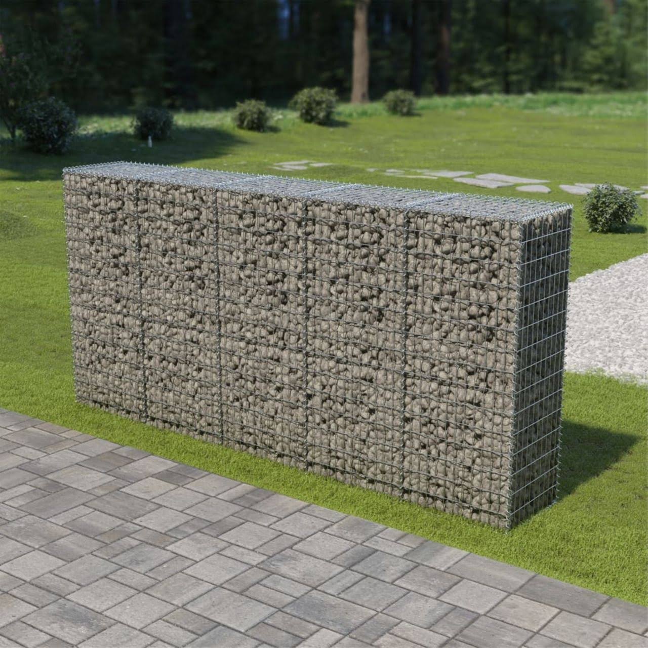 vidaXL Gabion Wall with Covers Galvanized Steel - 118x22x19.7x22x59x22