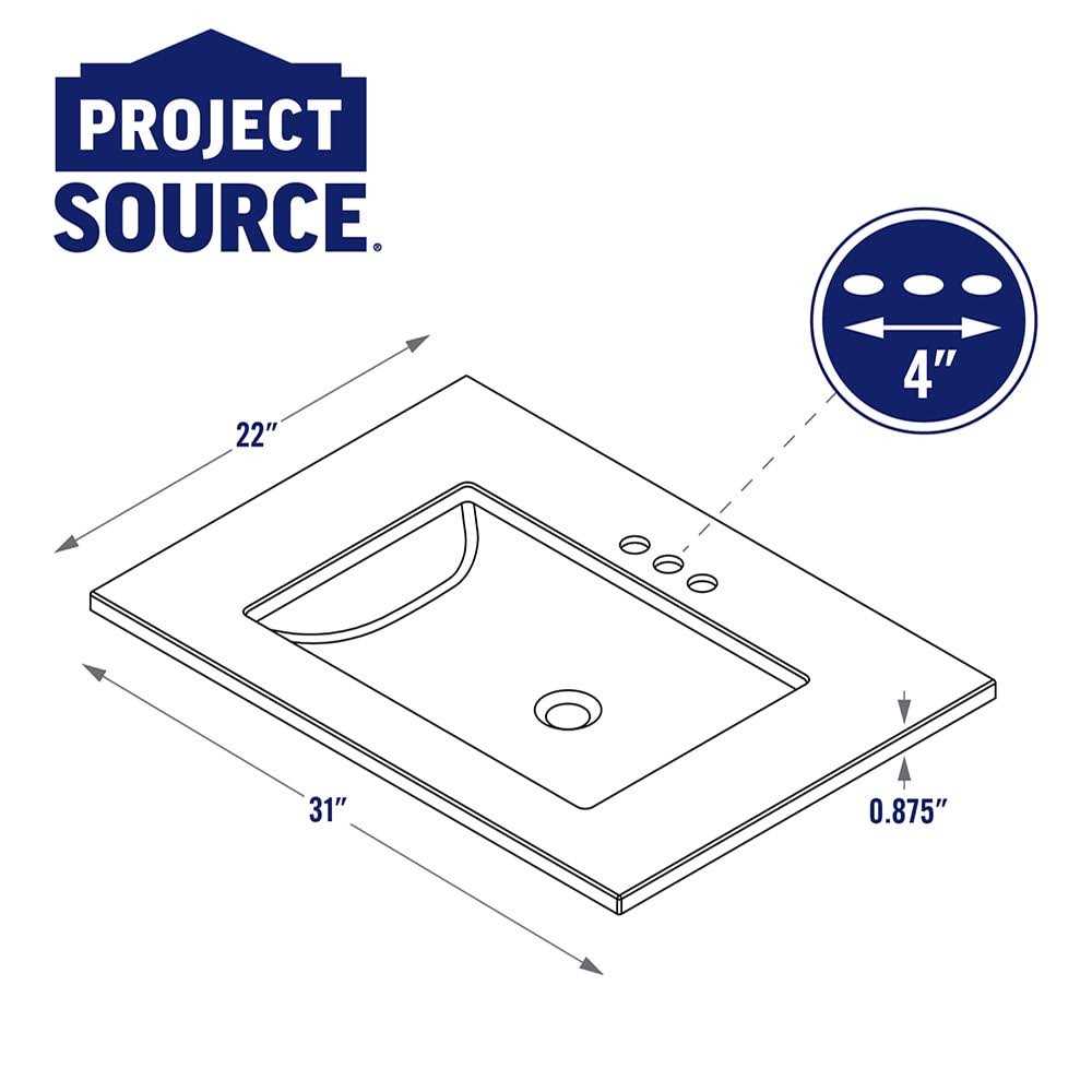 Project Source Cultured Marble Vanity Tops 31-in White Cultured Marble Single Sink Bathroom Vanity Top TR231-3 - Shop Hardware Tools Online Store