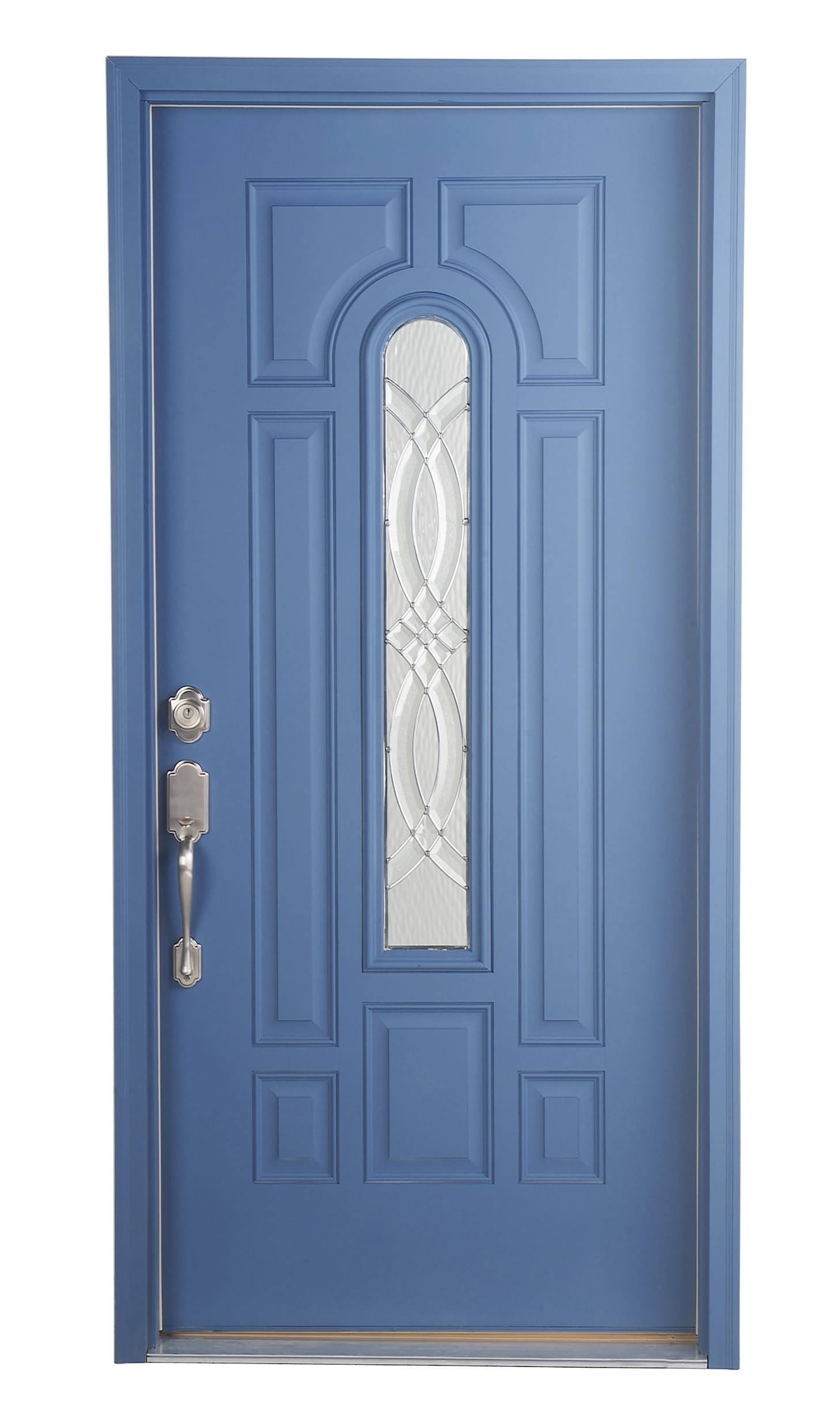 Therma-Tru Benchmark Doors TerraCourt 36-in x 80-in Fiberglass Center Arch Lite Left-Hand Inswing Ready to Paint Unfinished Preh