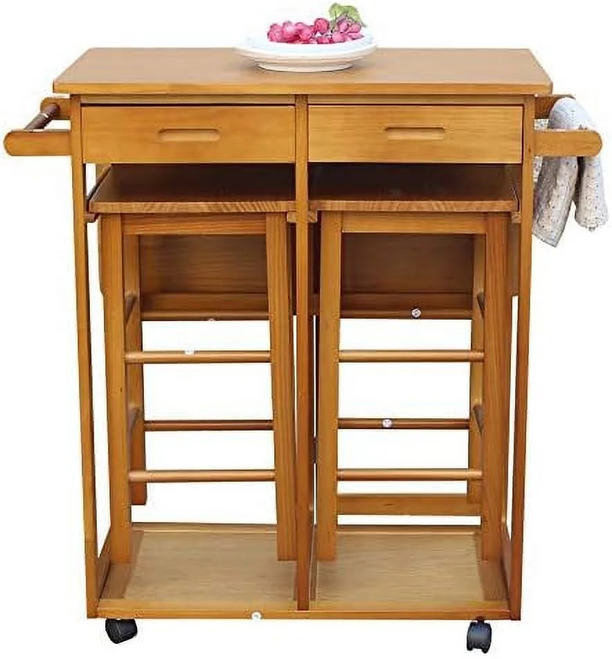 HJZBNONE 3 Piece Drop Leaf Dining Tables for Small Spaces  Small Rolling Dining Table Set for 2 with 2 Drawers  Space Saving Dining Table with 2 Chairs and Handle for Kitchen and Dining R