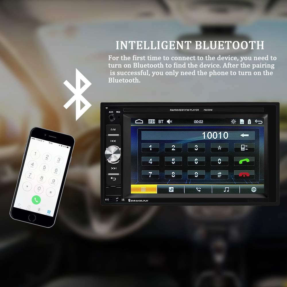 UNITOPSCI Car Multimedia Player Double Din Bluetooth Car Stereo 6.2 Inch Touch Screen Car Radio Hands Free Call MP5 Player USB SD Auxiliary Input FM Radio Receiver with Backup Camera Remote Control Pack of 2