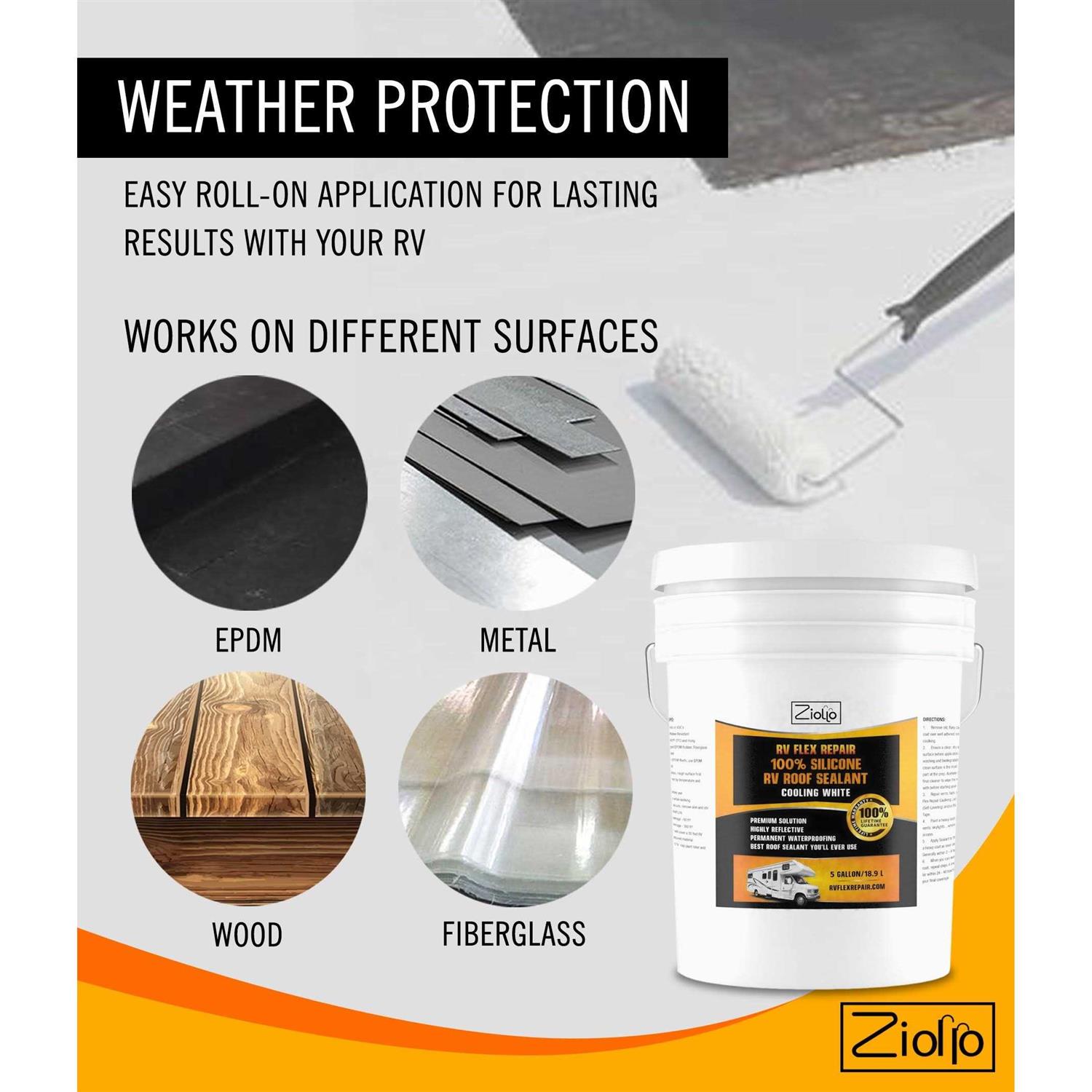 Ziollo RV Flex Repair 100% Silicone RV Roof Sealant Epdm Rubber Coating to Waterproof Metal and Fiberglass on Motorhomes - Shop Hardware Tools Online Store
