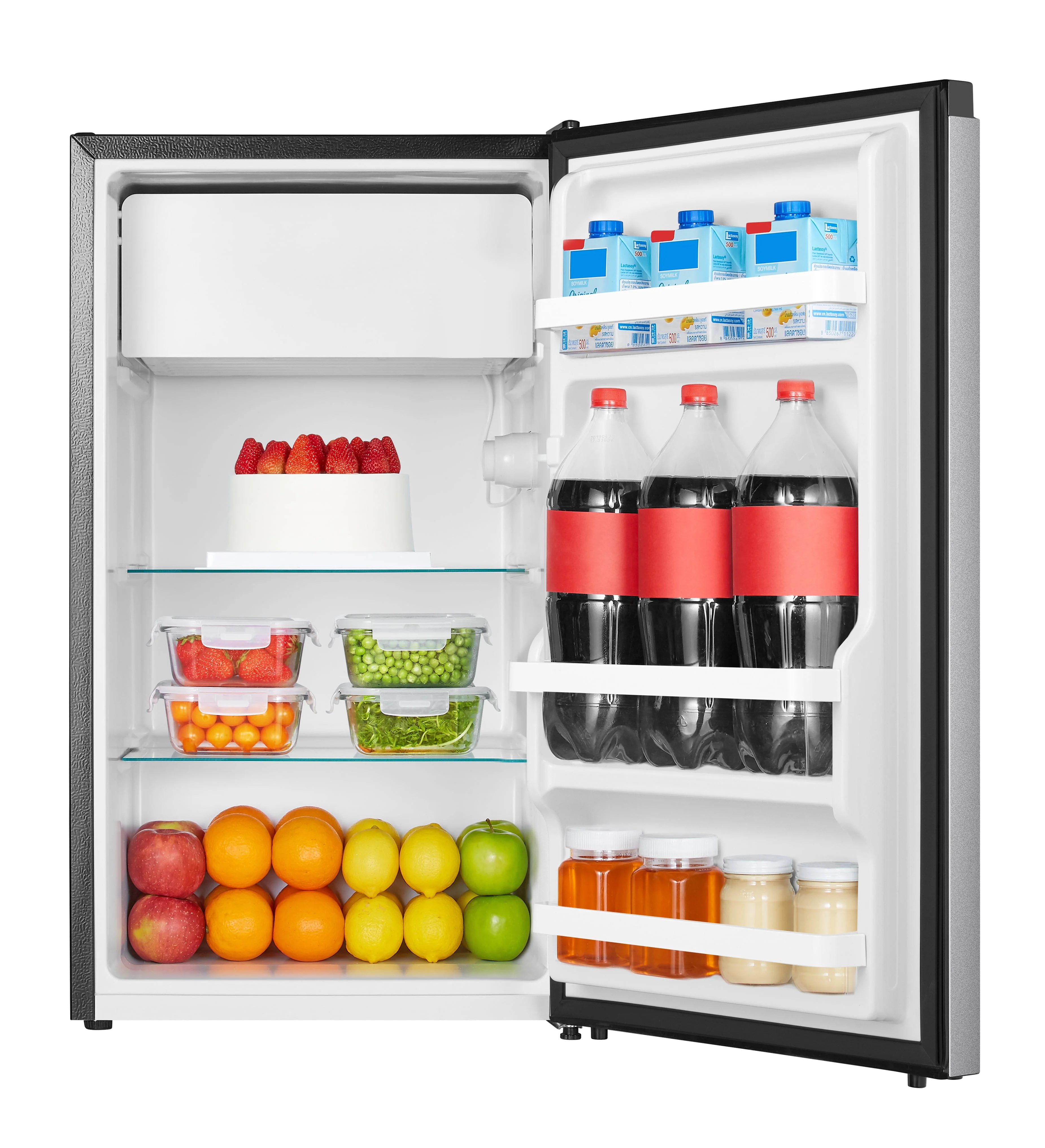 Hisense 4.4 Cu ft. Single Door Mini Fridge with Chiller, Silver 18.7 Width