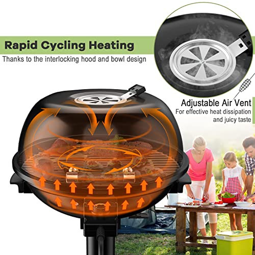 Giantex Electric BBQ Grill - 1600 Watts Portable Standing Grill with Removable Non-Stick Grilling Rack, Adjustable Temperature, Indoor & Outdoor Grill for Picnic Party, Camping