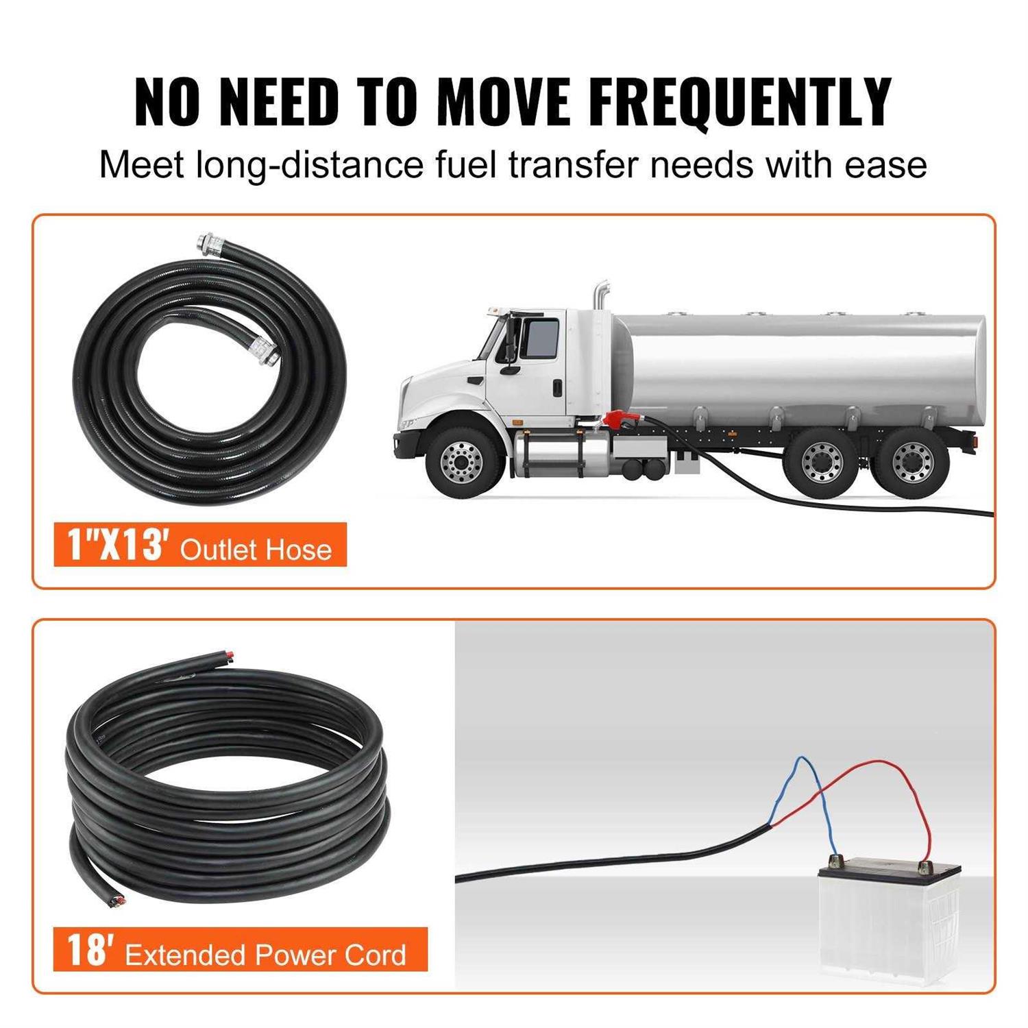 VEVOR Fuel Transfer Pump 12V DC 20 GPM 1/4 HP Gasoline Extractor Pump with Automatic Nozzle - Shop Hardware Tools Online Store