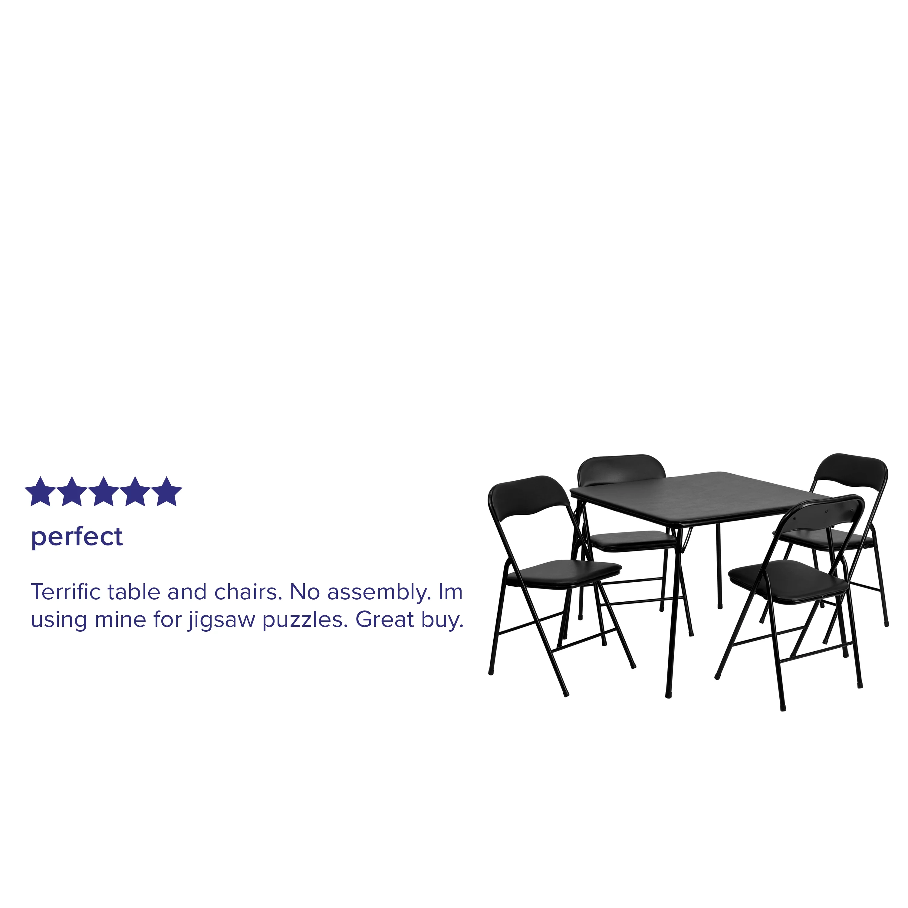 Emma + Oliver 5 Piece Black Folding Game Room Card Table and Chair Set