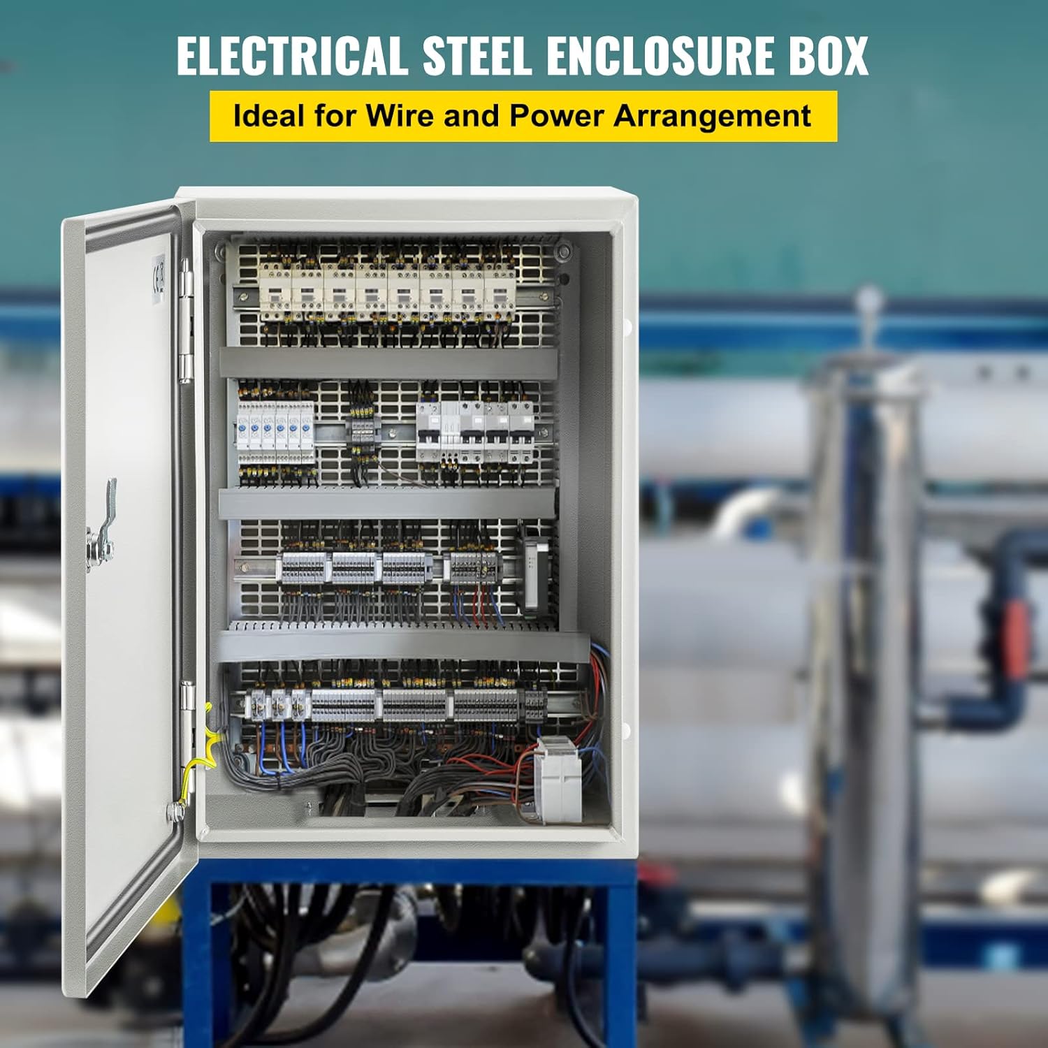 VEVOR NEMA Steel Enclosure, 12 x 10 x 6'' NEMA 4X Steel Electrical Box, IP66 Waterproof & Dustproof, Outdoor/Indoor Electrical Junction Box, with Mounting Plate