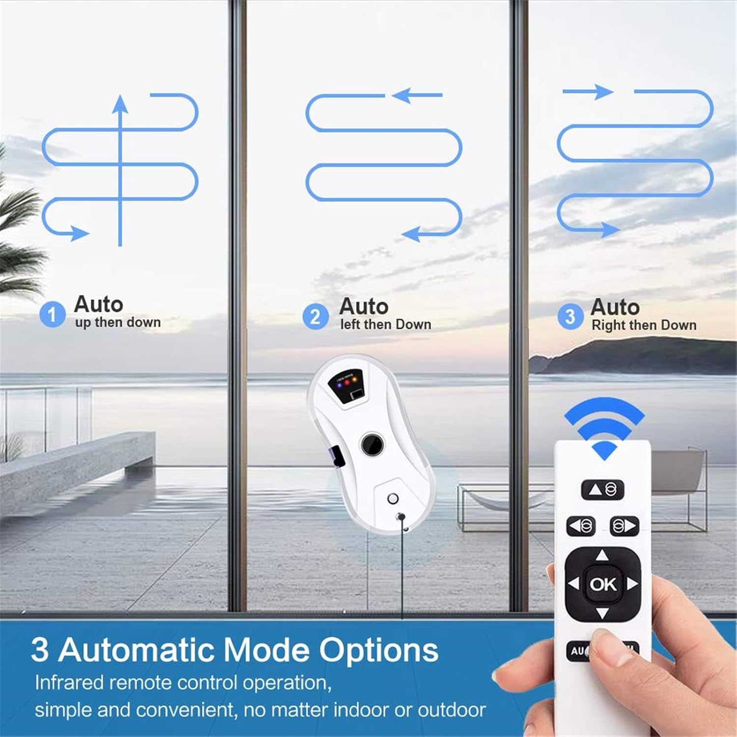 Wireless Window Cleaner Robot, Automatic Robotic Window Cleaning Vacuum Cleaner, Smart Glass Robot for Inside and Outdoor Glass Tile Window