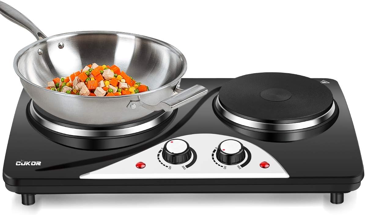 CUKOR Hot Plate,Electric Single Burner for Cooking,1500W Portable Electric Stove,cast-iron,Stainless Steel Non-Slip Rubber Feet