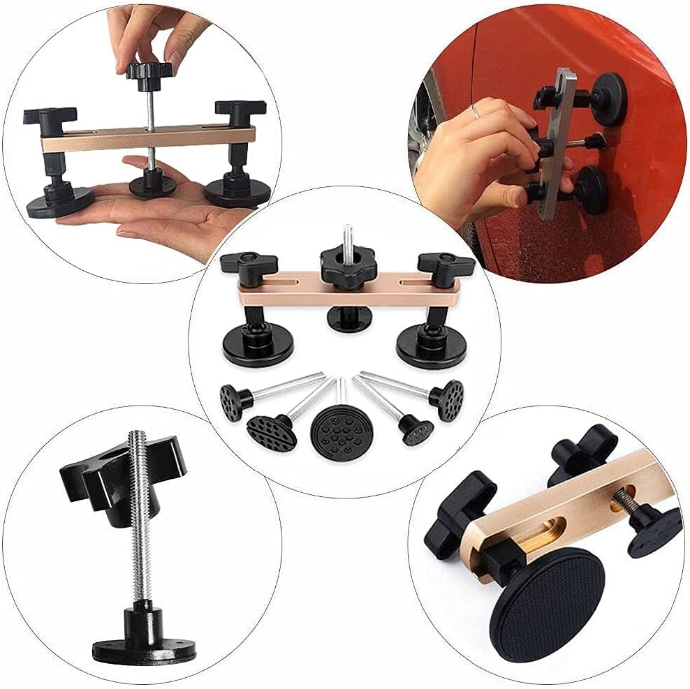 Henergy Paintless Car Dent Repair Kit - 52PCS Car Dent Removal Puller Kits Professional Car Dent fix Removal Tool Hail Damage Dent Repair Puller Tool Rubber Hammer Tap Down Tool Pack of 2
