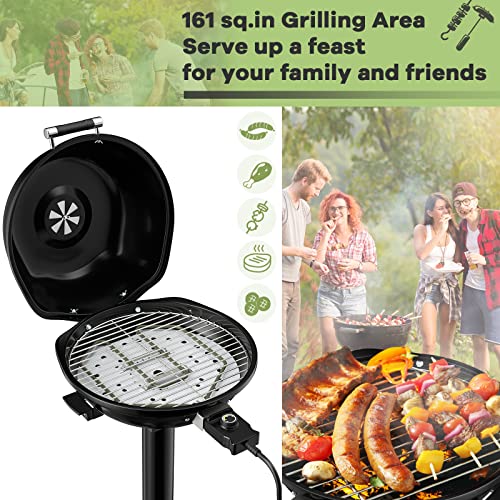 Giantex Electric BBQ Grill - 1600 Watts Portable Standing Grill with Removable Non-Stick Grilling Rack, Adjustable Temperature, Indoor & Outdoor Grill for Picnic Party, Camping