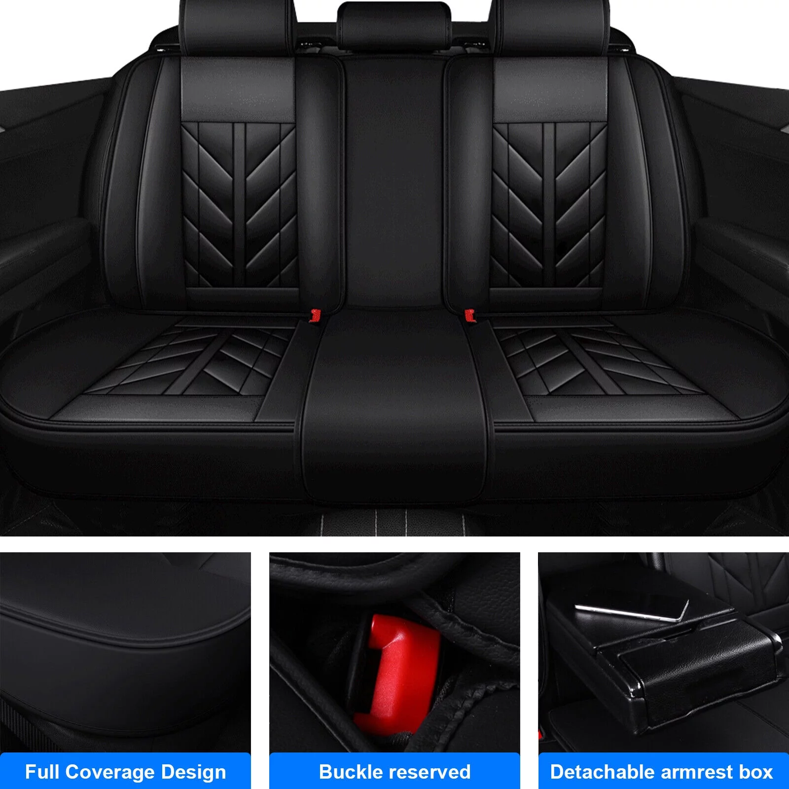 For Honda Car Seat Cover 5 Seats Full Set, Durable Waterproof Seat Protector, Pu Leather Seat Cushion Cover for CR-V/ Civic/ Insight/ Accord/ Crosstour Black - Curated Treasures Market